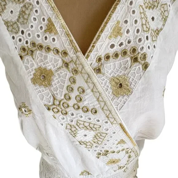 Soft Surroundings Embroidered Eyelet Lace Cotton Maxi Dress - Picture 3 of 9